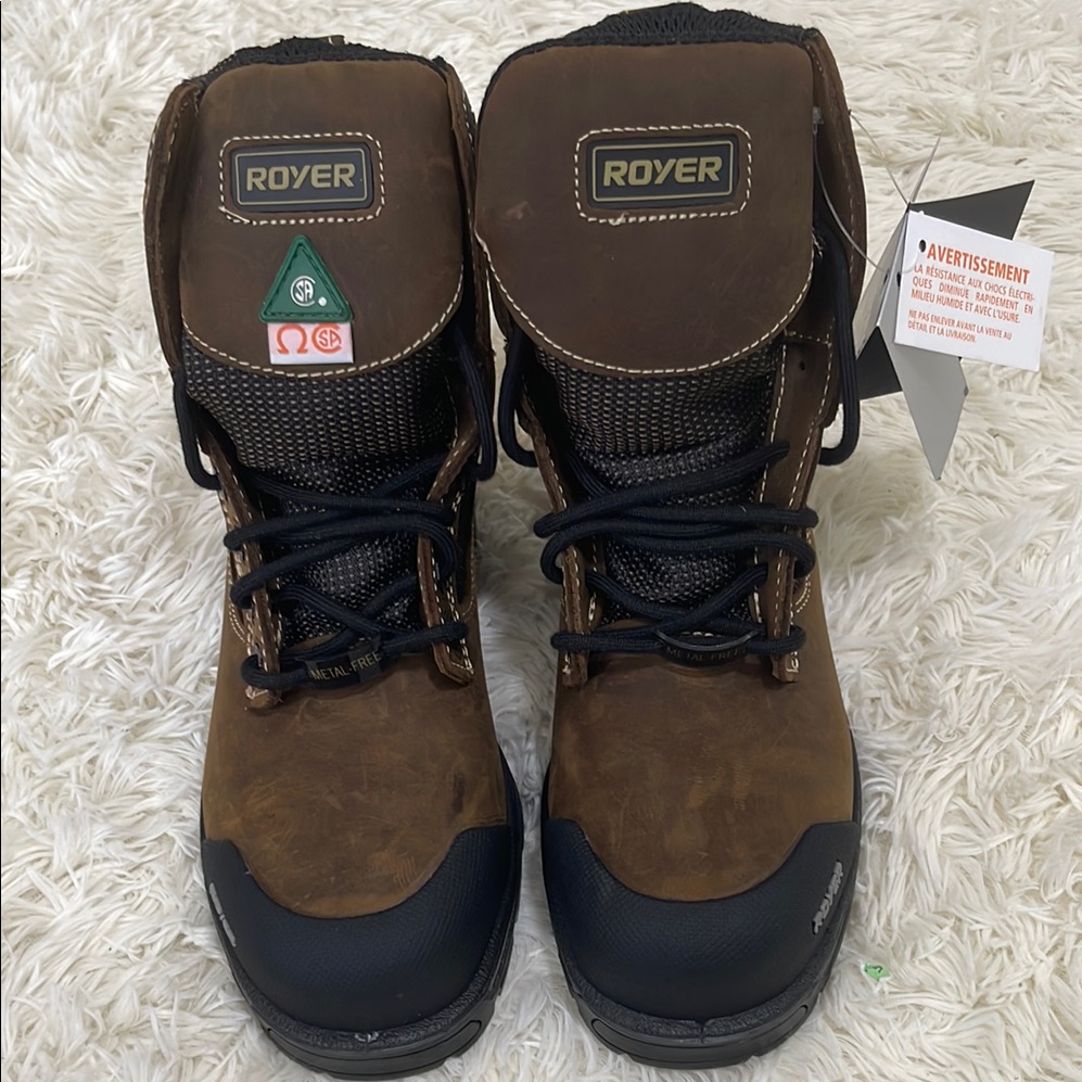 Men’s Royer Agility Airflow 5725gt Brown Steel Toe Work Boots, Size; 8, Nwt!